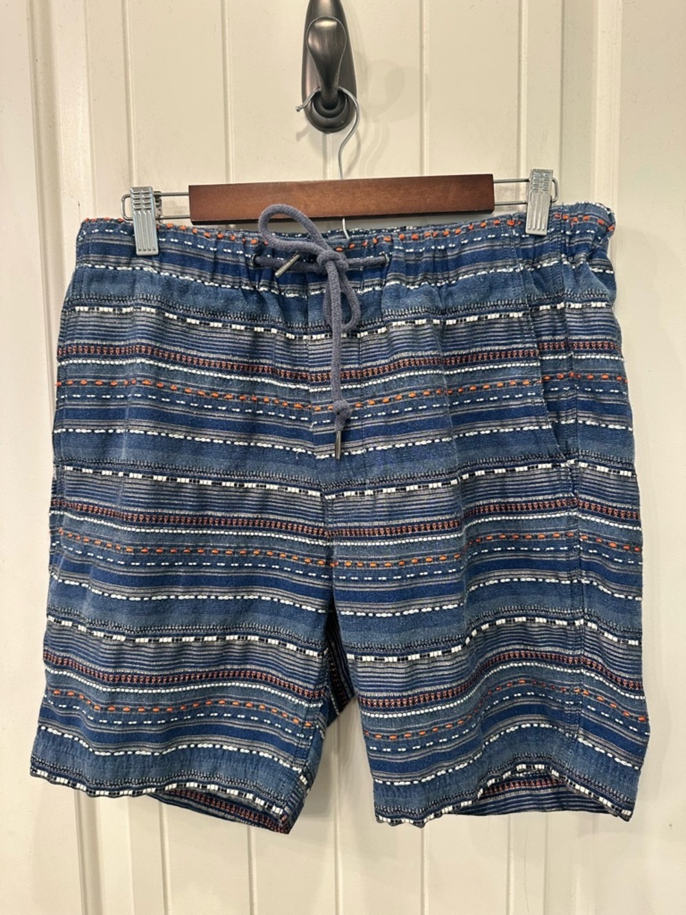 Madewell Textured Striped Drawstring Shorts Medium M Boho Coastal Casual